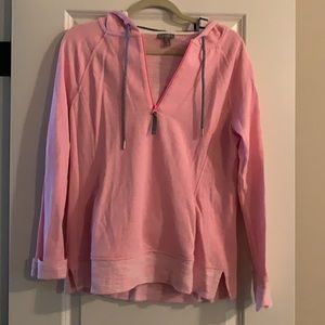 Pink with navy stripes hoodie.